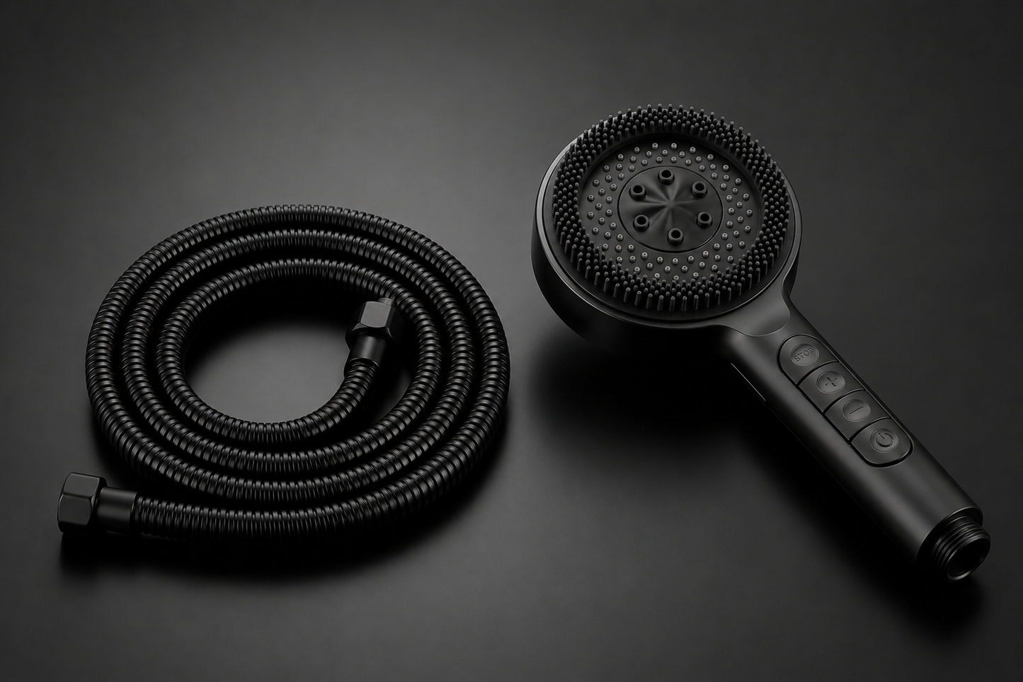 Pomme de douche filtrante haute pression avec 4 modes (Noir mat)