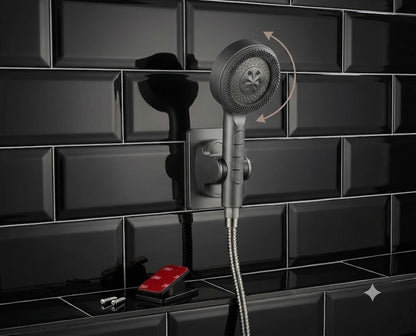 Pomme de douche filtrante haute pression avec 4 modes (Gris)
