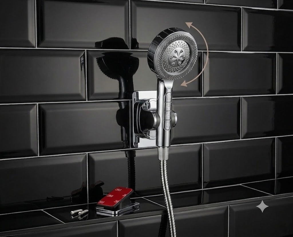 Pomme de douche filtrante haute pression avec 4 modes (Argent)