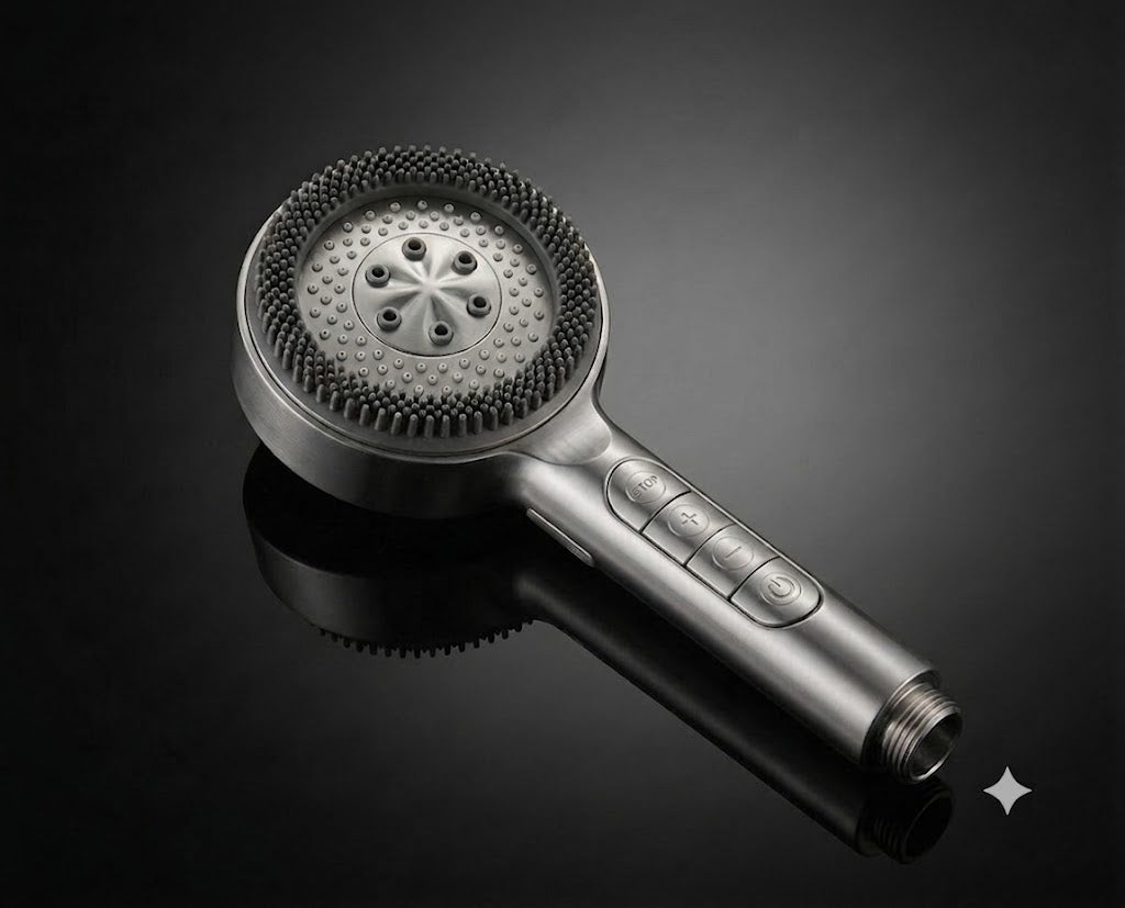 Pomme de douche filtrante haute pression avec 4 modes (Gris)
