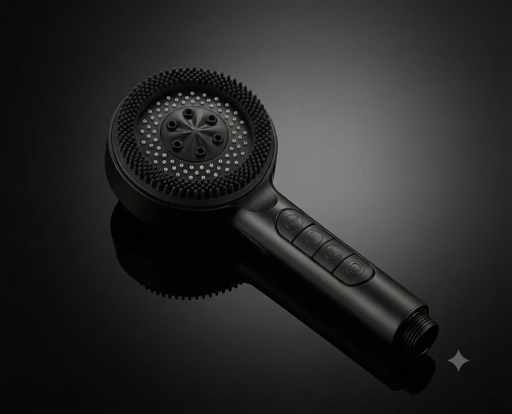 Pomme de douche filtrante haute pression avec 4 modes (Noir mat)