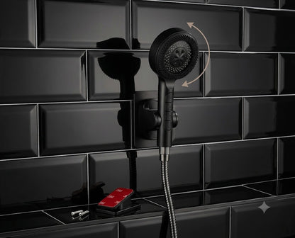 Pomme de douche filtrante haute pression avec 4 modes (Noir mat)
